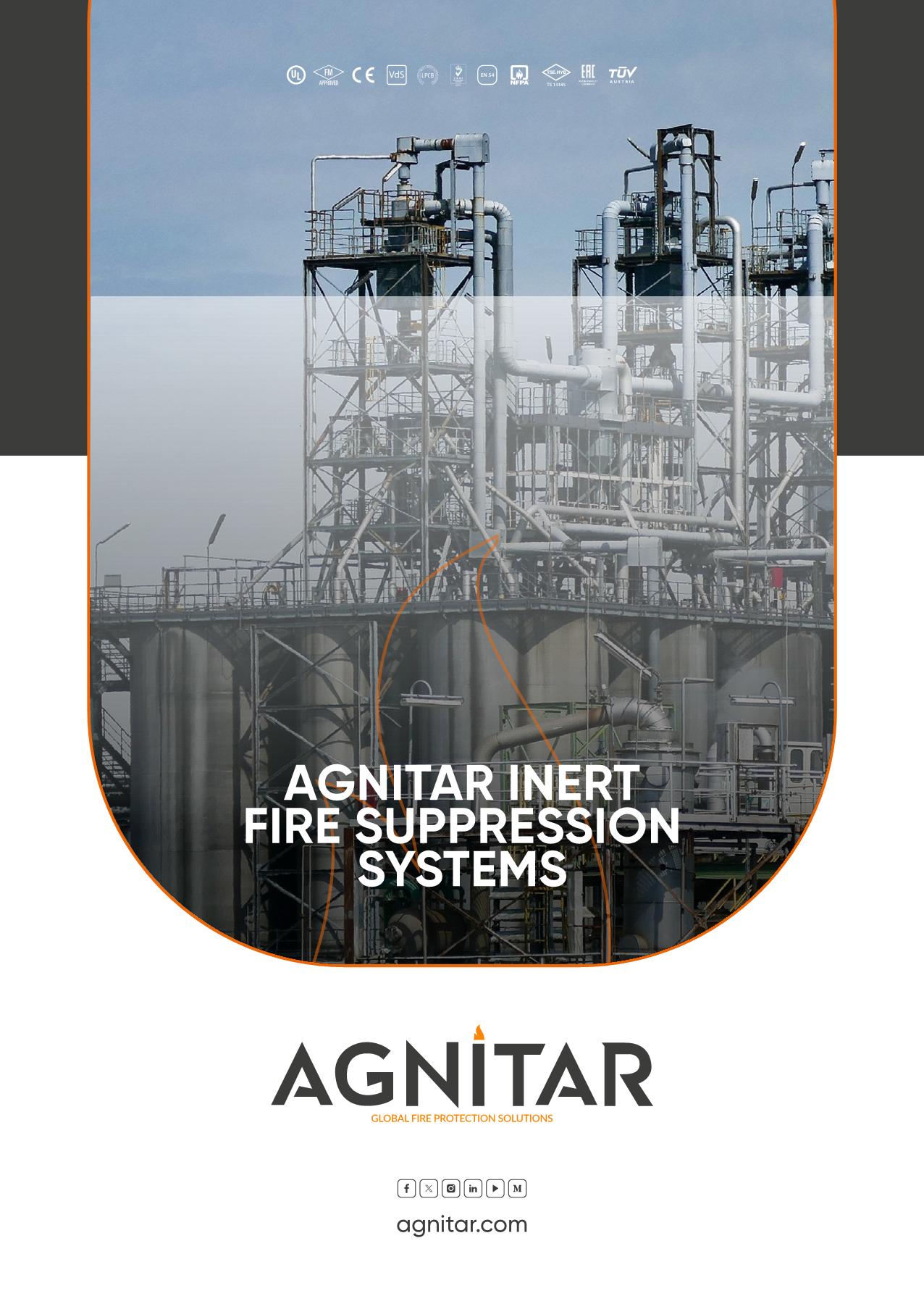 Agnitar Inert Fire Suppression Systems Catalogue – IG-541, IG-55, IG-100, IG-01 gas-based fire protection solutions certified to NFPA, ISO, EN standards.