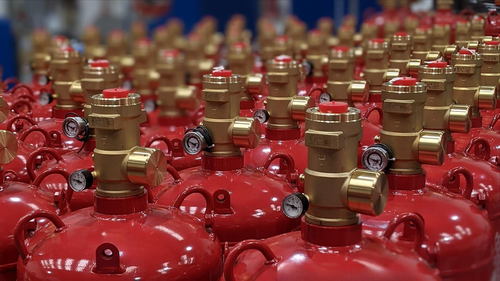 Agnitar 1230 Fire Suppression System cylinders and equipment ready for global shipment.