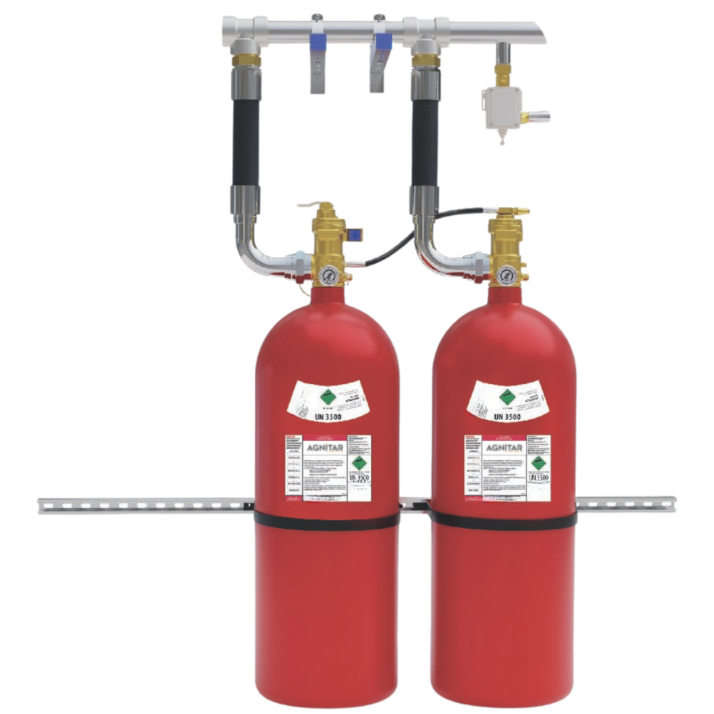 Agnitar FM-200 (HFC-227ea) Fire Suppression System – compact cylinder solution for data centers and critical facilities.