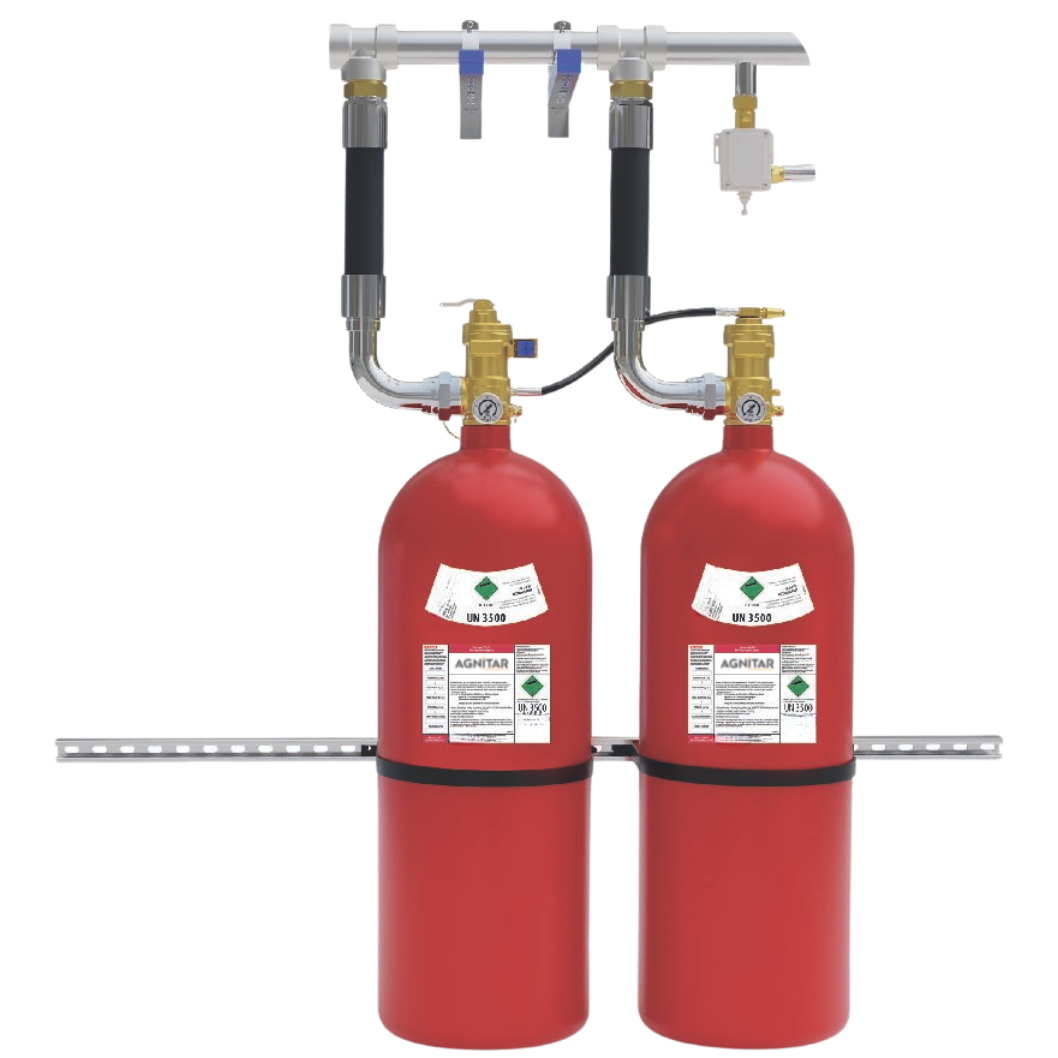 Agnitar FM-200 (HFC-227ea) Fire Suppression System – compact cylinder solution for data centers and critical facilities.