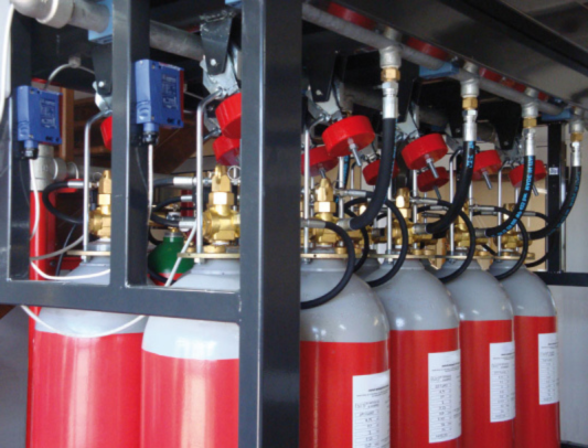 Agnitar CO2 Fire Suppression System weighing device – monitoring cylinder weight for leakage and safety.