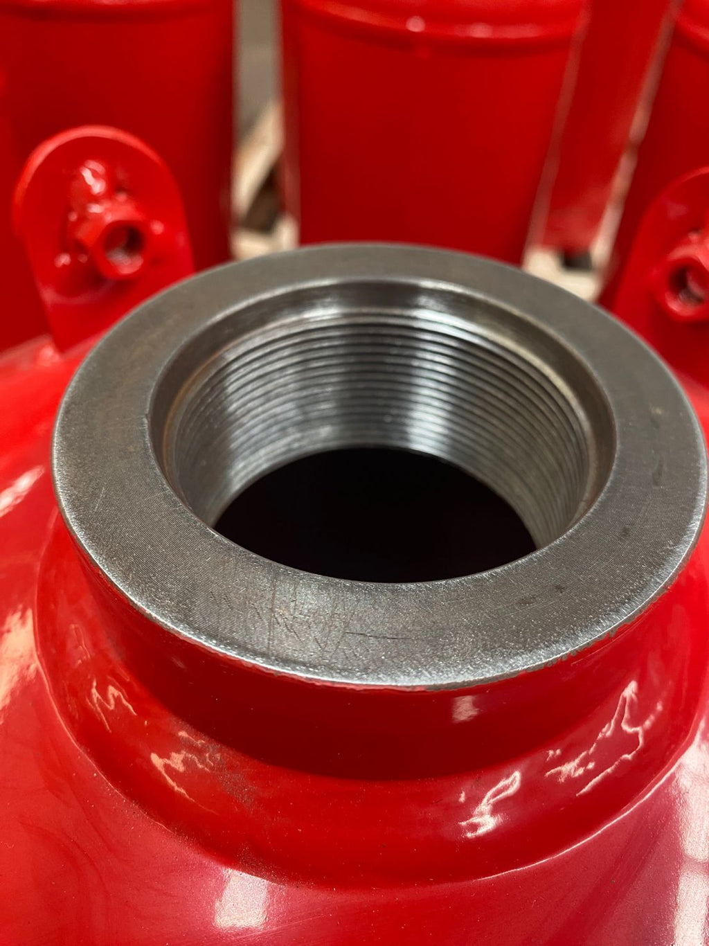 Agnitar TPED Certified Pi-Marked FM-200 HFC-227ea Novec 1230_FK-5-1-12 Fire Suppression System Cylinder. Red fire suppression system tank on a white background. HFC227ea, HFC227, HFC-227ea, FK5112 fire suppression system cylinder TPED certified, Pi-Marked, Thread Quality