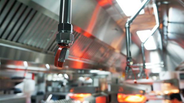 Agnitar Kitchen Fire Suppression System nozzles – precision spray technology for hoods, filters, and cooking areas.