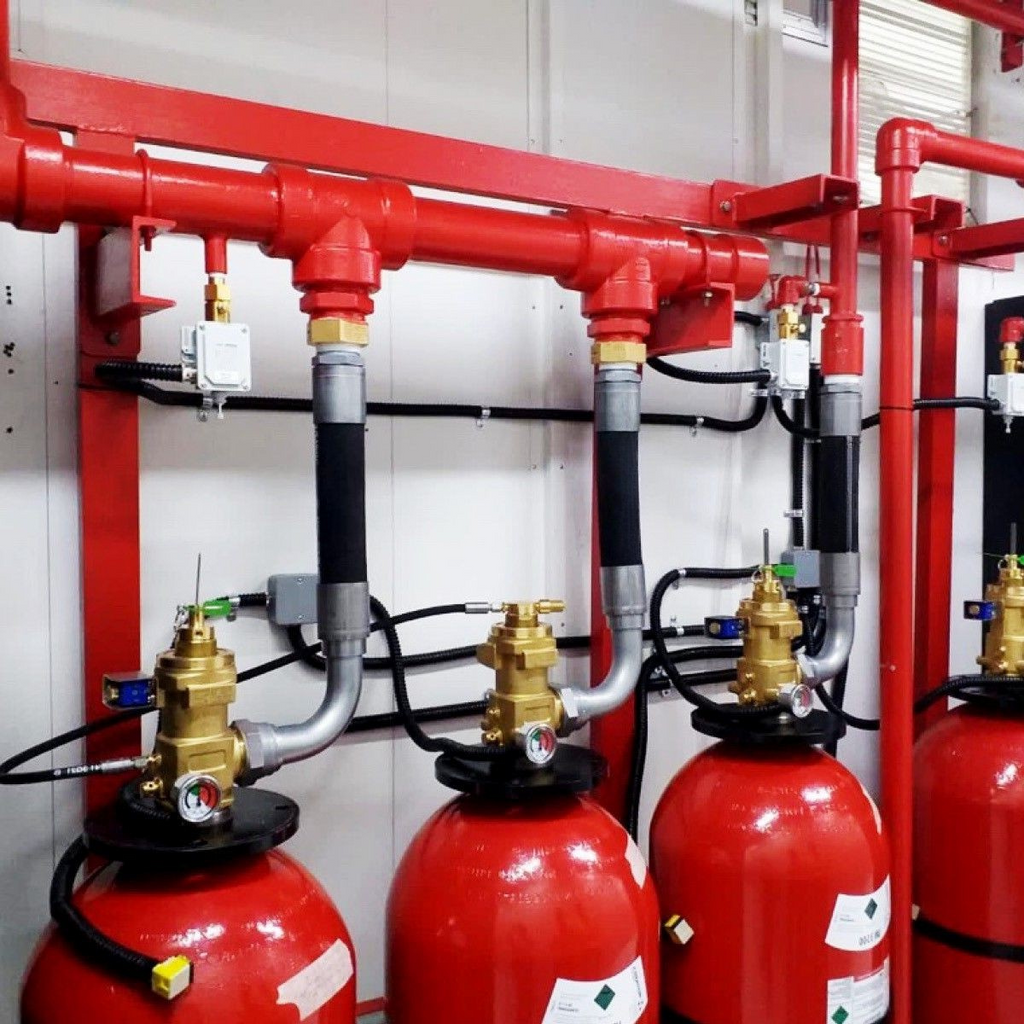 Installed Agnitar fire suppression system with certified components in protected facility.