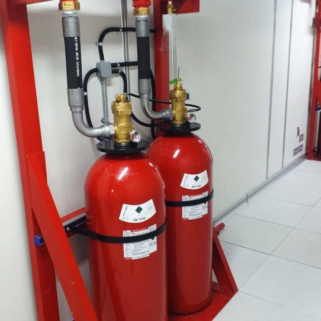 Agnitar fire suppression system components – certified cylinders, valves, and nozzles for global fire protection.